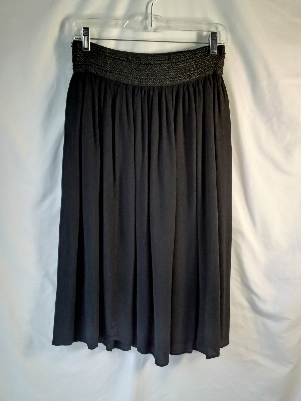 Gypsieblu Boho Black Smocked-Waist Midi Skirt - Women